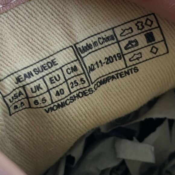 Vionic Jean Suede Sneaker Slip On Pink Comfort Leather No Lace Up Womens 8.5 - Picture 10 of 13